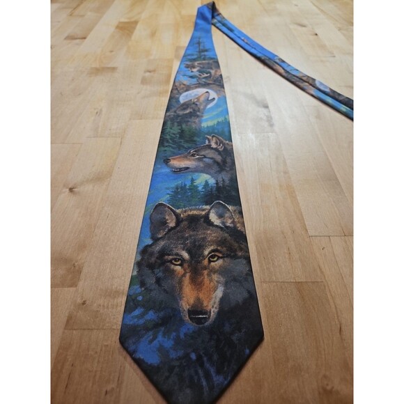 Ralph Marlin & Company 'Wolf' (Vintage 90s Howling Wolf Necktie/Tie/Neckwear) - Picture 3 of 12